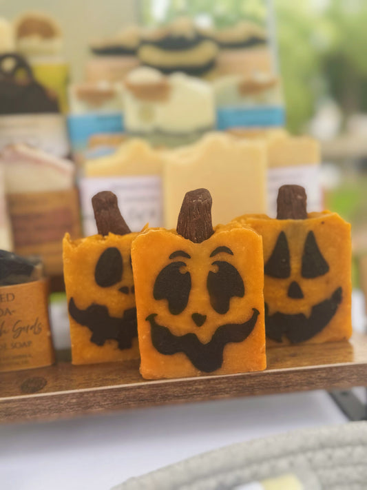 Pumpkin themed handmade soap